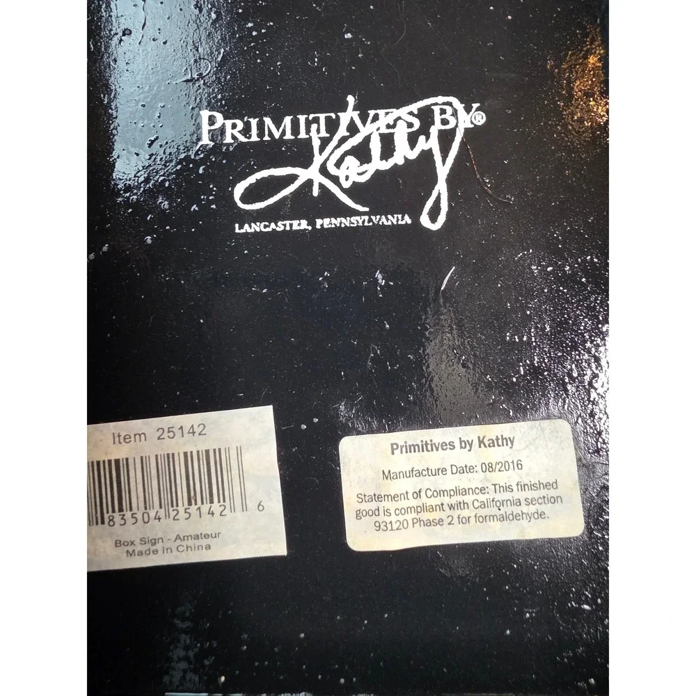 Primitives by Kathy Wine Box Signs Set of 3 Black White Distressed Wood Decor L2